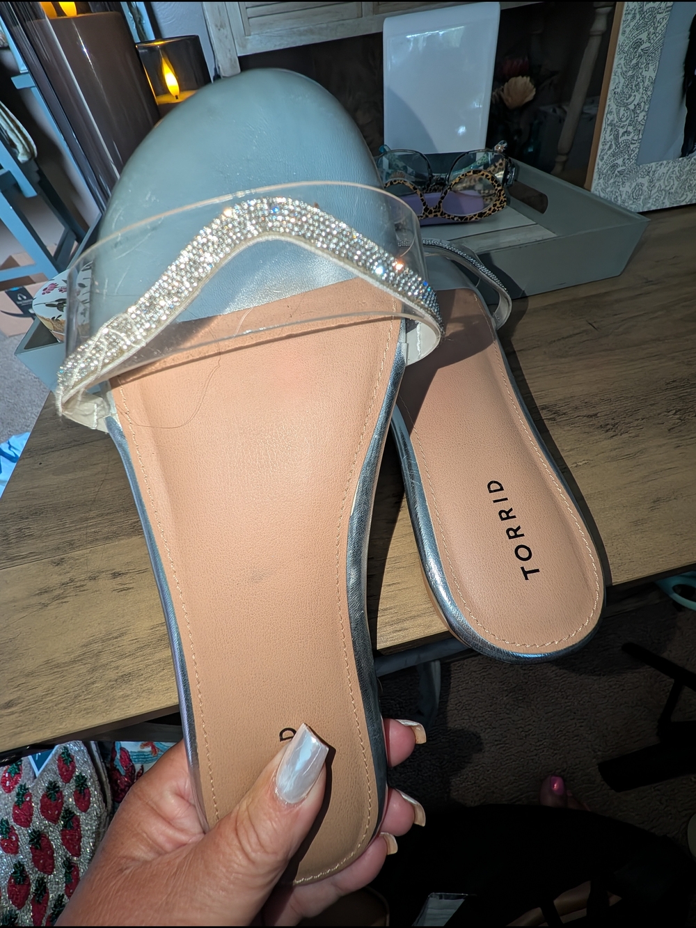Torrid Clear Slide Sandal with Silver Accent